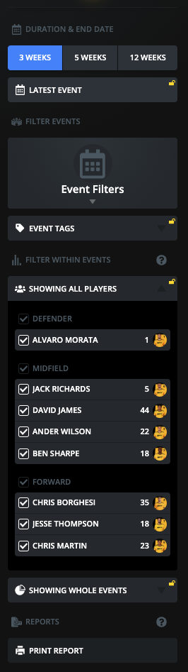 Athlete Position Filter - Timeline View