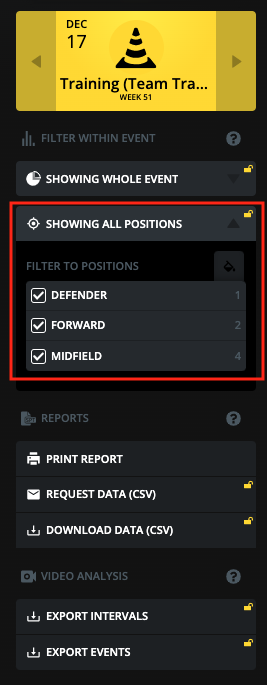 Athlete Position Filter