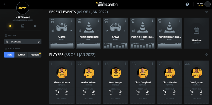Athlete Settings - Team Dashboard