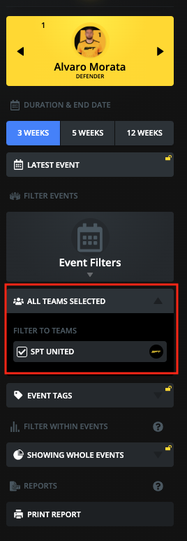 Team Filter (Athlete)
